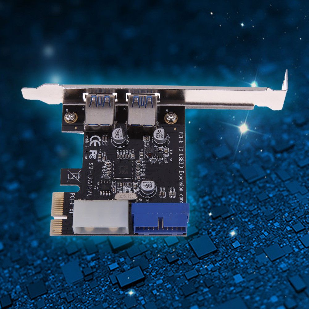 External 2Port USB3.0 + Internal 19pin Header PCIe Card 4pin IDE Power Conn