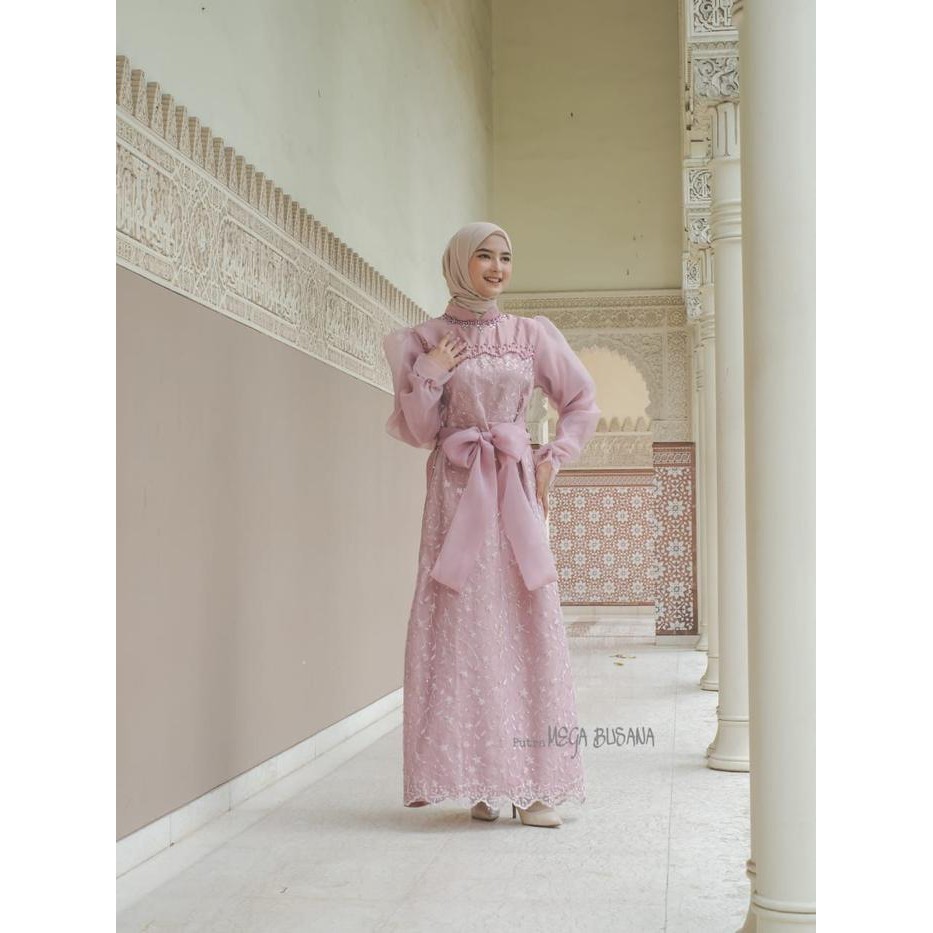 JTTOP" GAMIS RATU MIX BROKAT ORGANZA BAJU WISUDA DRESS NIKAHAN BRIDESMAID
