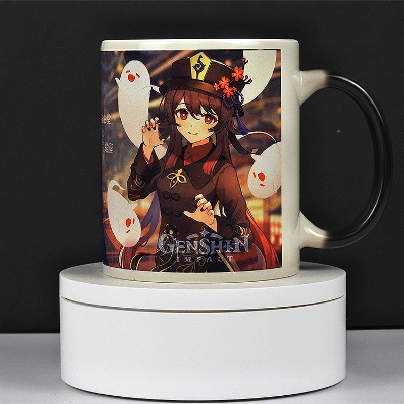Genshin Impact Hu Tao Ganyu Qiqi Discoloration Mug Color Changing Cup Ceramic Coffee Tea Milk Mugs