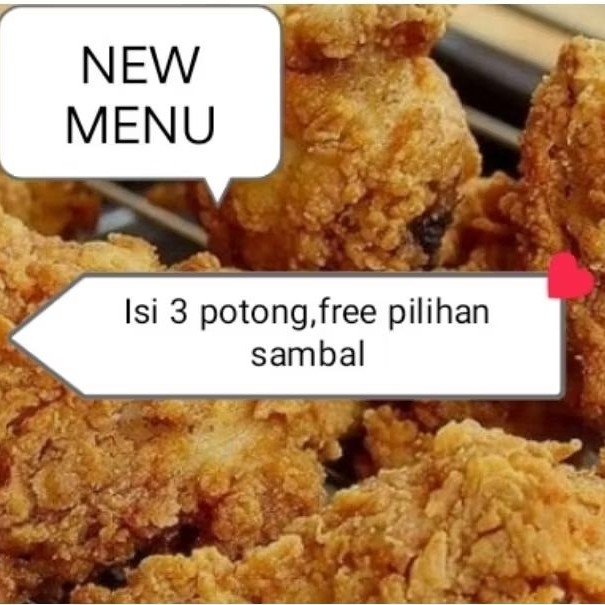 

Konter Makanan Fried Chiken, 3 Pcs Free Sambal.