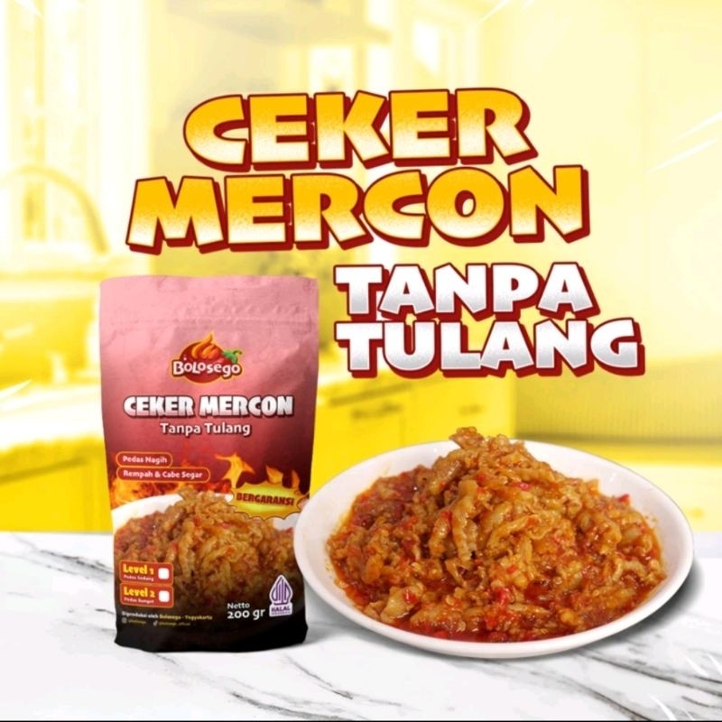 

Konter Makanan () Ceker Mercon Tanpa Tulang Bolosego 200Gr / Ceker Tanpa Tulang / Dakbal Mercon