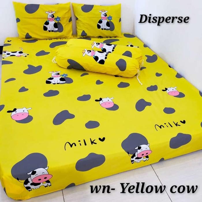 Sprei Motif Cow Sprei Karakter Motif Sapi Bahan Katun Sprei Karet Sudut (Lengkap Sarung Bantal dan