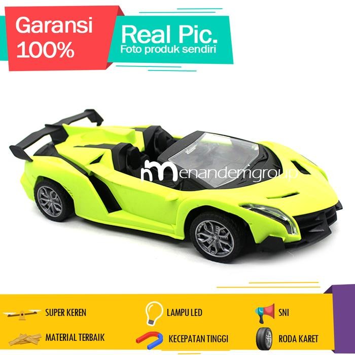 Mainan Mobil Remot Kontrol Rc Sedan Balap Led Cas Green