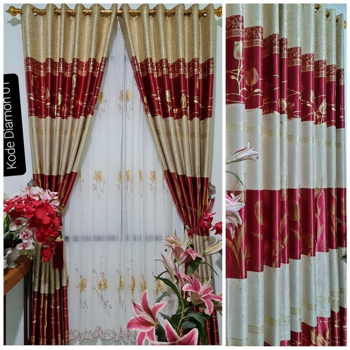 Gorden Minimalis Blackout Motif Glitter Emas