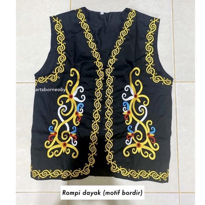 ASLI ROMPI DAYAK PRIA (MOTIF BORDIR), baju dayak laki laki, kostum dayak, baju adayak , baju