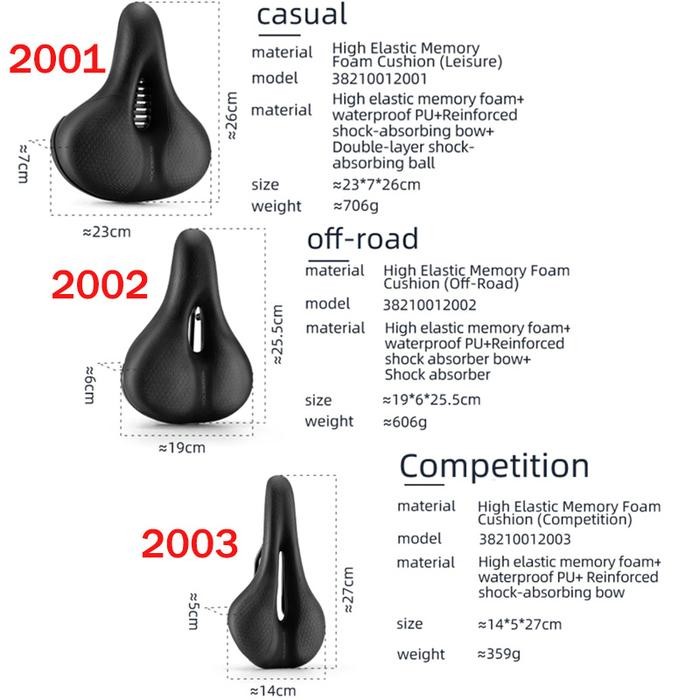 Rockbros Sadel Sepeda Empuk Memory Memori Foam Sepeda Lipat MTB