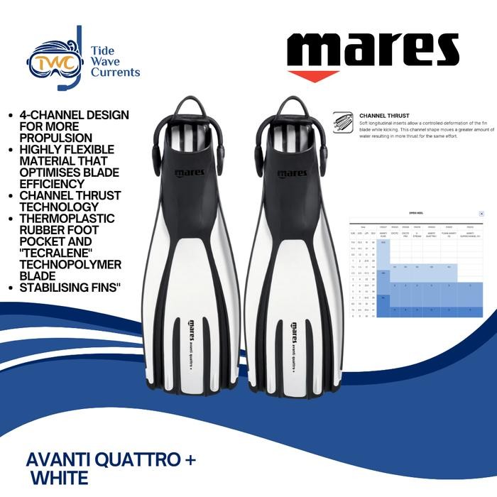 MARES FINS AVANTI QUATRO+ WHITE /SCUBA DIVING/FINS DIVING
