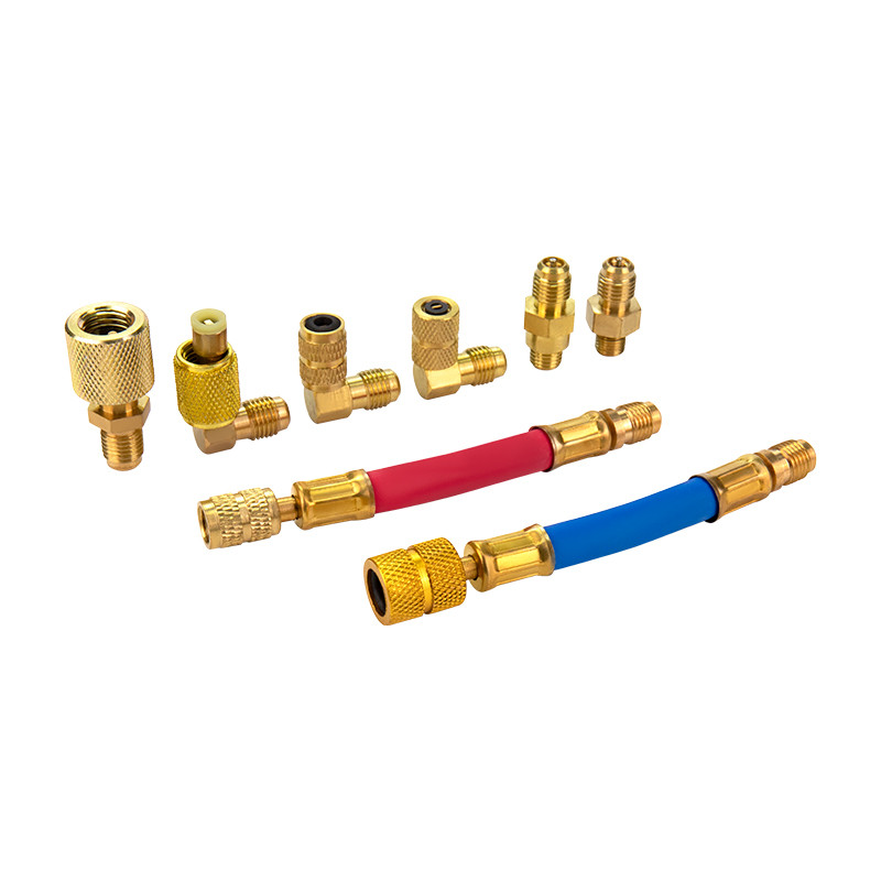 R134a R12 A/C Air Conditioning Manifold Converting Brass Adapter Hose Set