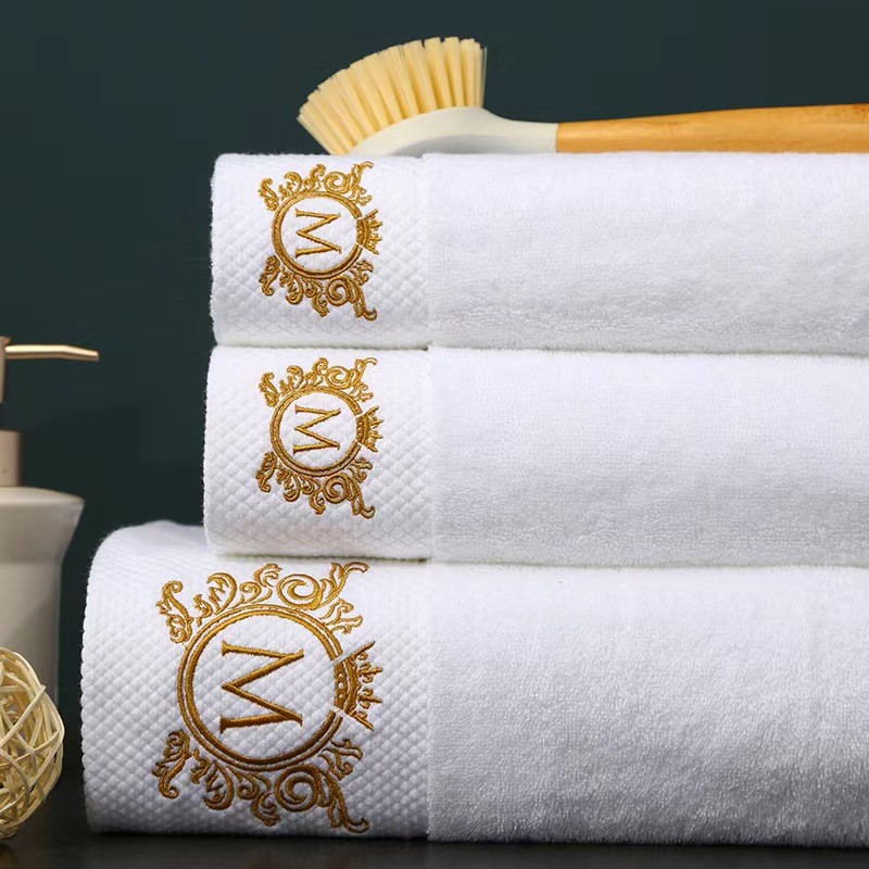 Ahsnme Custom Embroidery Logo Bath Towel Pure Cotton Salon Towel Personalised Home Soft Towel Gift
