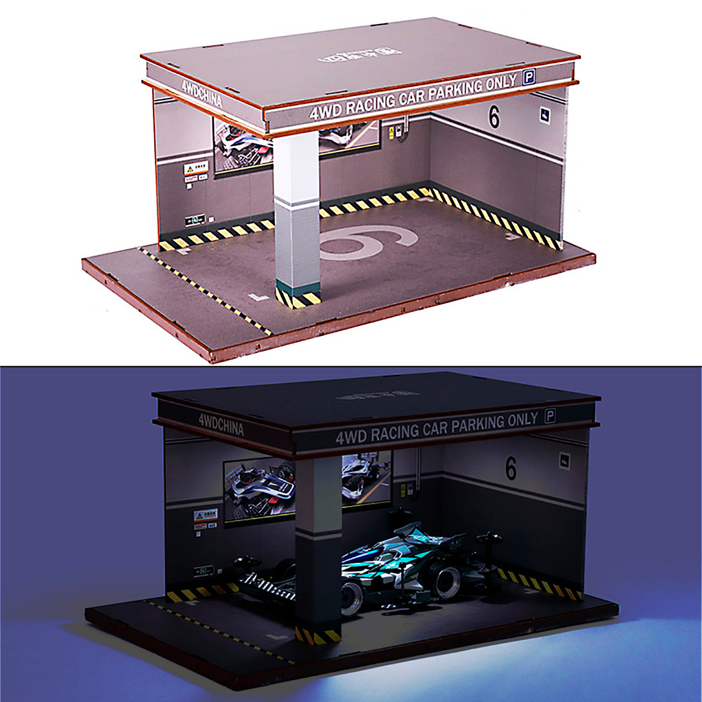 1/32 RC Car Display Box Underground Garage Parking Lot For Tamiya Mini 4WD Transparency Dustproof Co