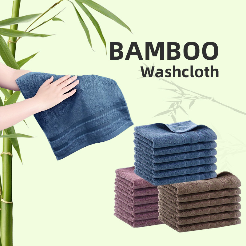1/6 Pcs Super Soft And Absorbent Bamboo Washcloths Hand Towels- Natural, Hypo-Allergenic, And