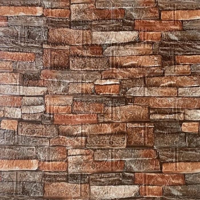 (Allthebest) Wallpaper Dinding 3D/Wallfoam Motif Batu Alam