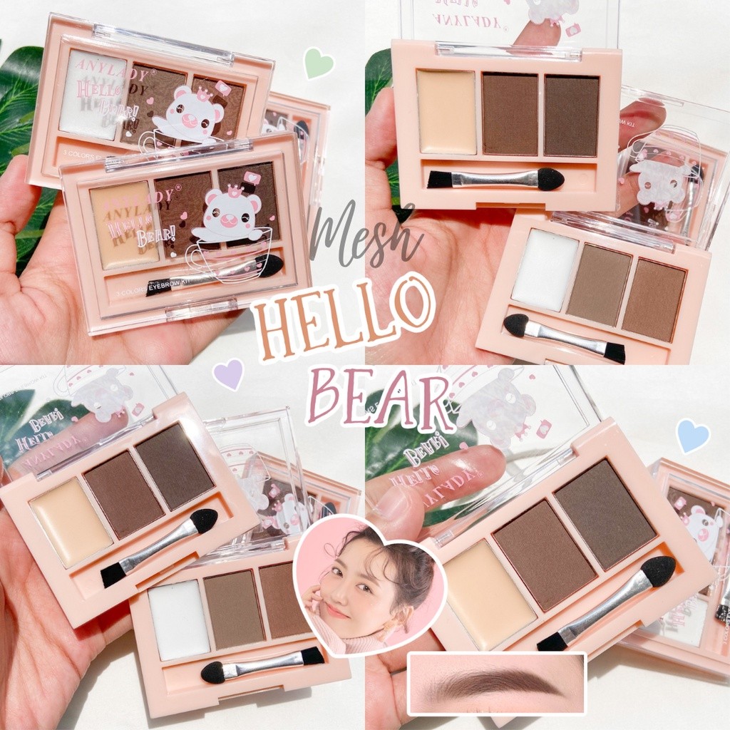 HELLO BEAR EYEBROW ANYLADY 3IN1 EYEBROW POWDER EYEBROW GEL CAKE EYE BROW 954