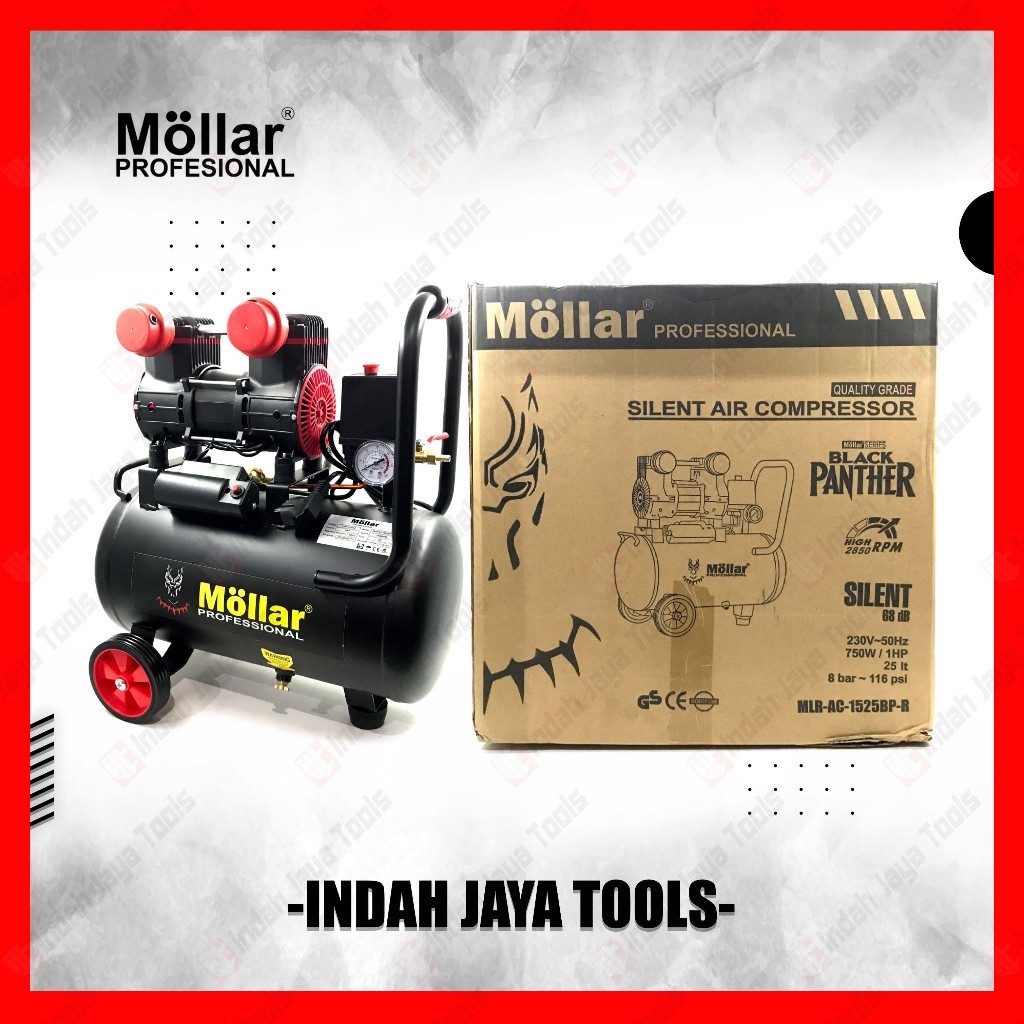 MOLLAR AC1525BP-R Kompresor Angin SILENT 1 HP 25 Liter Oilless Oiless