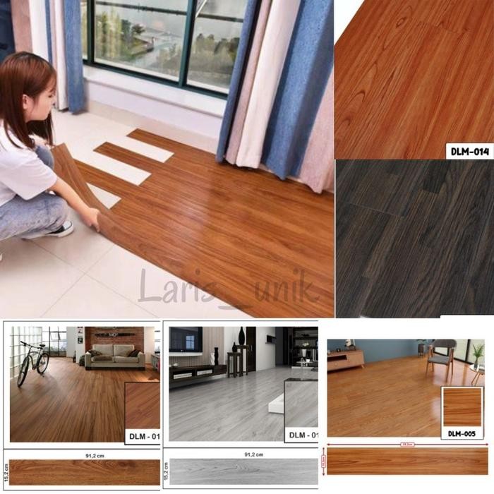 (Allthebest) [10 LEMBAR] Vinyl Stiker Lantai Kayu Vynil Lantai Premium Dekor Rumah Size