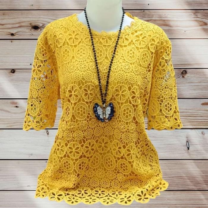 (Allthebest) PICKCLOTH - D 51985 atasan blus terbaru wanita murah kekinian jumbo brokat premium