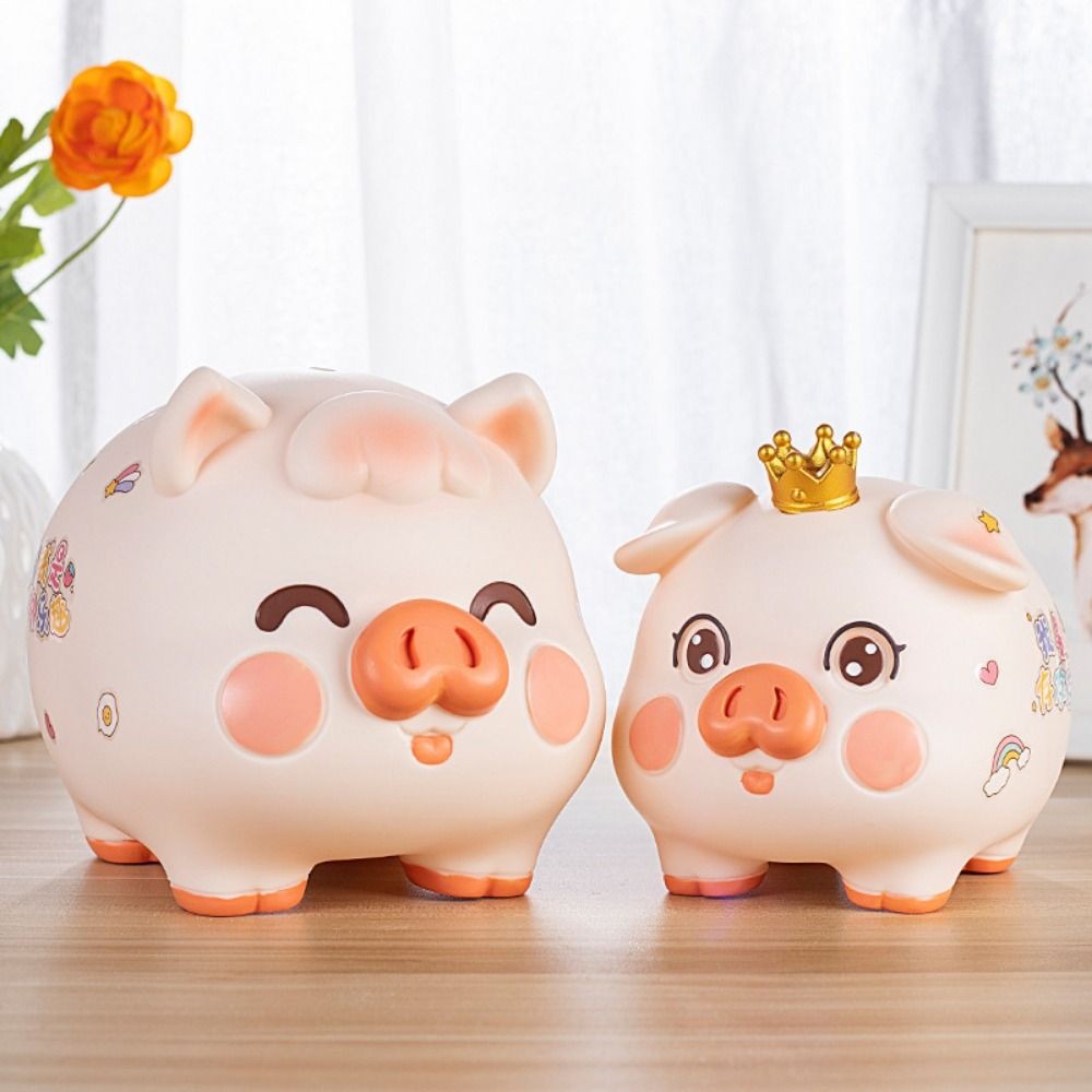 Funny Enamel Pig Piggy Bank Cartoon Anti-Fall Animal Saving Jar High Capacity Saving Jar Ornament