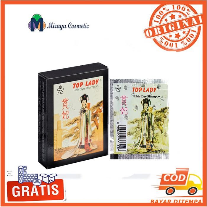 Top Lady Semir Rambut Hair Dye Shampoo Sachet Uban Hitam Cat Rambut Pewarna Wanita Pria