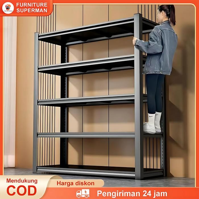 Cz(T)-Fnt[Mendukung ] Rak Besi 5 Tingkat,Rak Buku Besi Kukuh,Rak Buku Besi,Rak Jualan Dagangan,Rak