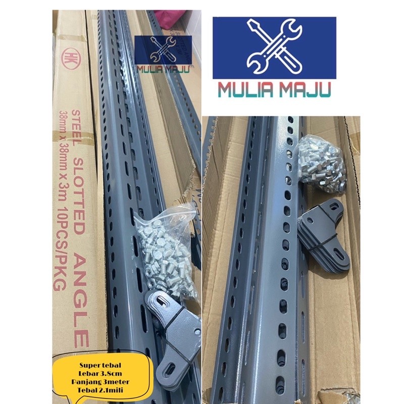 Retrorent Besi Rak Siku Lubang Tebal 2.1Mili 3.6Cm Besi Siku Lubang Tebal 2.1Mm 3Meter (Perbatang)