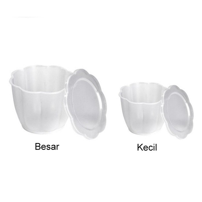 Eleganterra Cup Puding Pelangi Besar + Tutup - Gelas Agar Jelly Bunga Slop (24 Pcs)