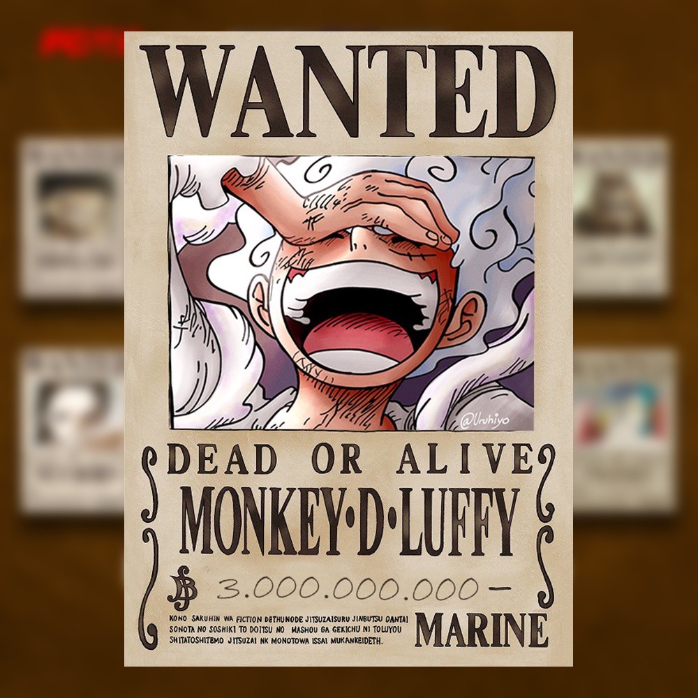 Eleganterra (10 Pcs) 1 Set Poster Bounty One Piece Wanted Mugiwara Bounty