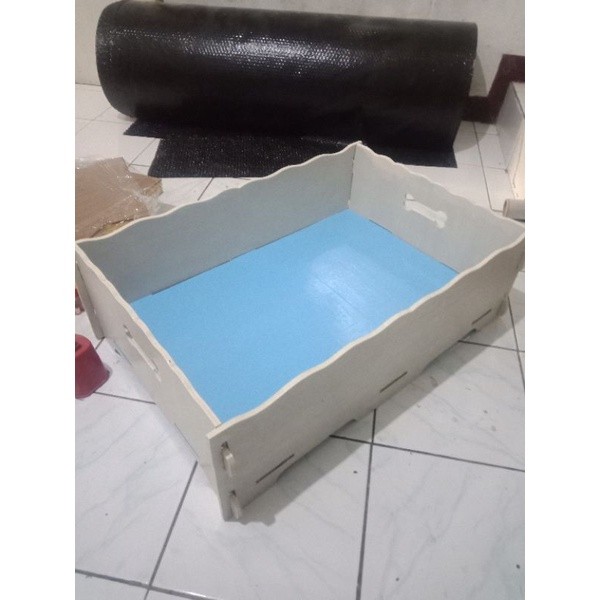 Box kotak kayu tempat tidur hewan kucing anjing