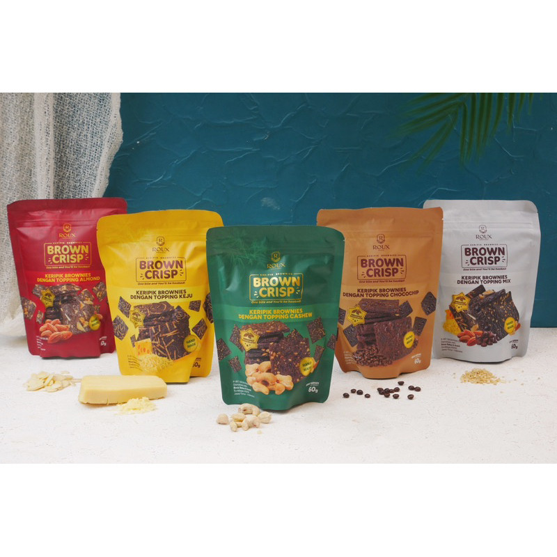 

Mamam_Asoy Roux - Brown Crisp - Keripik Brownies - Cemilan Manis / Chocochips - Keju - Almond -