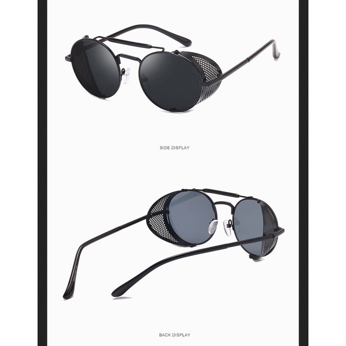kacamata retro STEAMPUNK alloy VINTAGE BULAT original sunglasses pria wanita motor Kaca mata frame
