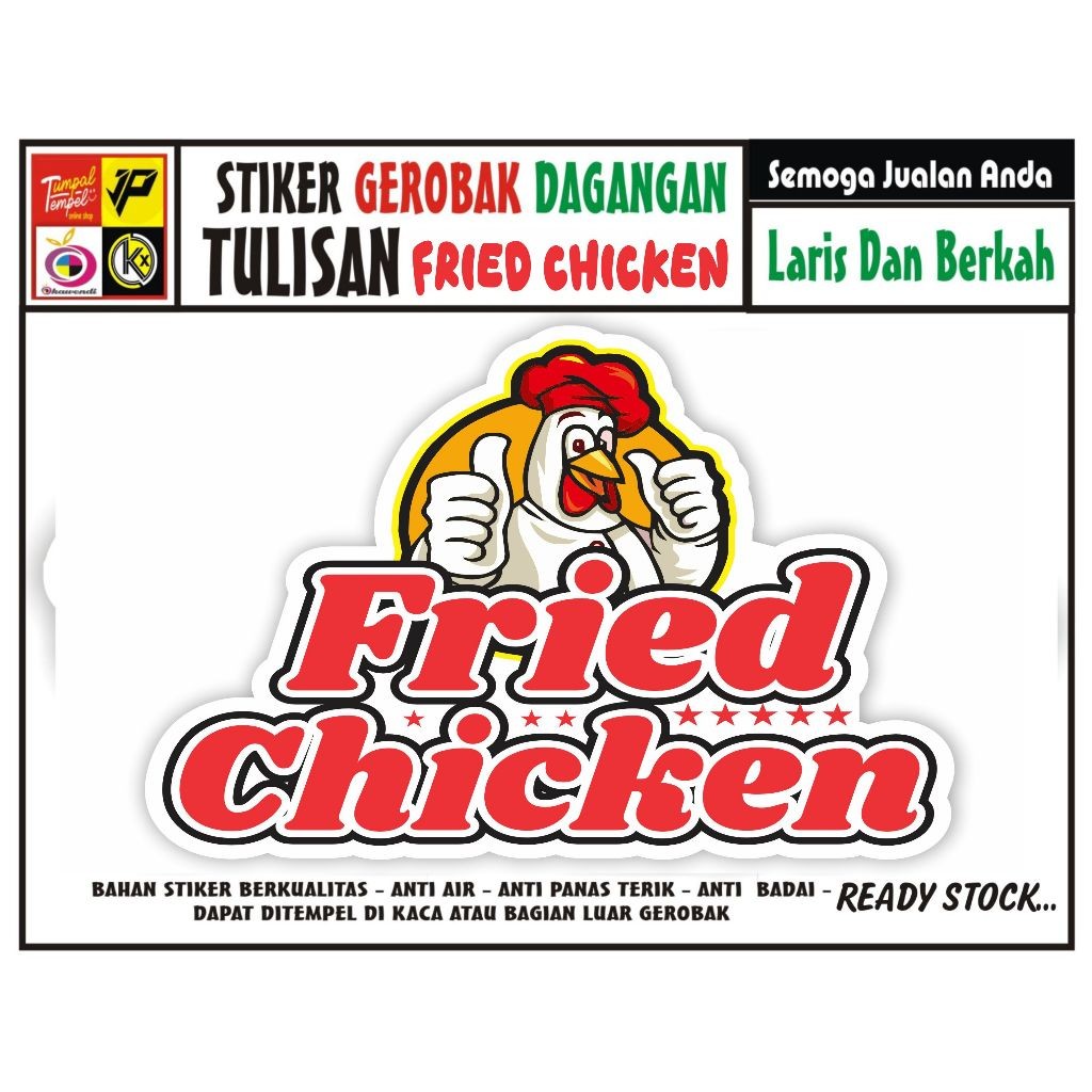 STIKER CUTTING KACA GEROBAK TULISAN FRIED CHIKEN/ NAMA TOKO / NAMA USAHA
