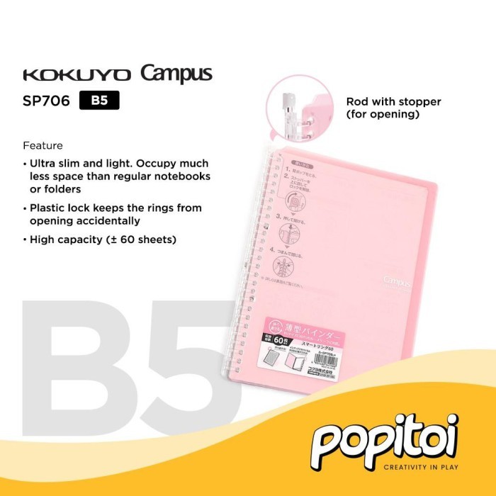 

KOKUYO Campus Smart Ring Loose Leaf Binder B5 High Capacity 360