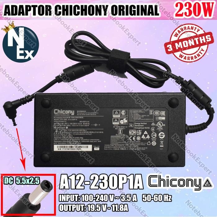 Adaptor CHICONY 19.5V 11.8A 230W 5.5X2.5mm GS75 GS65 A12-230P1A ORI