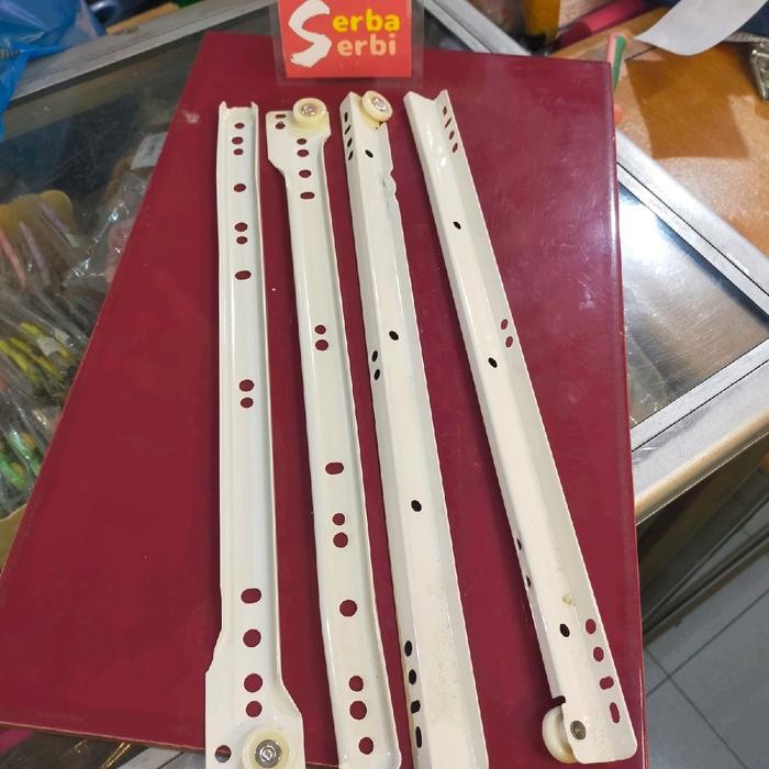 PREMIUM (REL LACI) Rel laci putih meja drawer slides set 4pcs