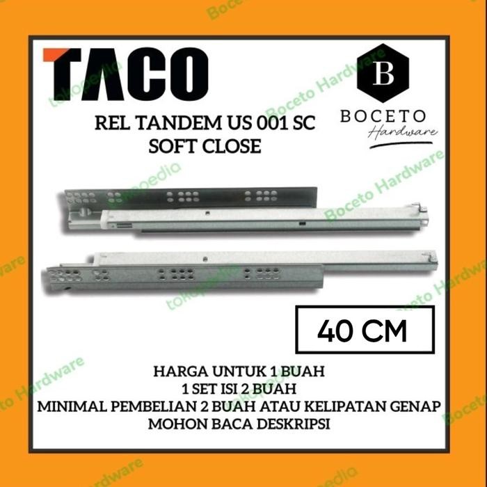 PREMIUM Rel Laci Tandem TACO Slowmotion / Rel Tandem Soft Close Panjang 40 Cm