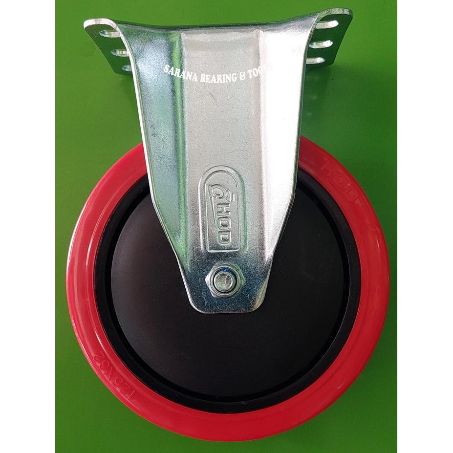 PREMIUM RODA TROLI 5 Inch PU MEDIUM DUTY Merk HOD Type Mati / Fixed