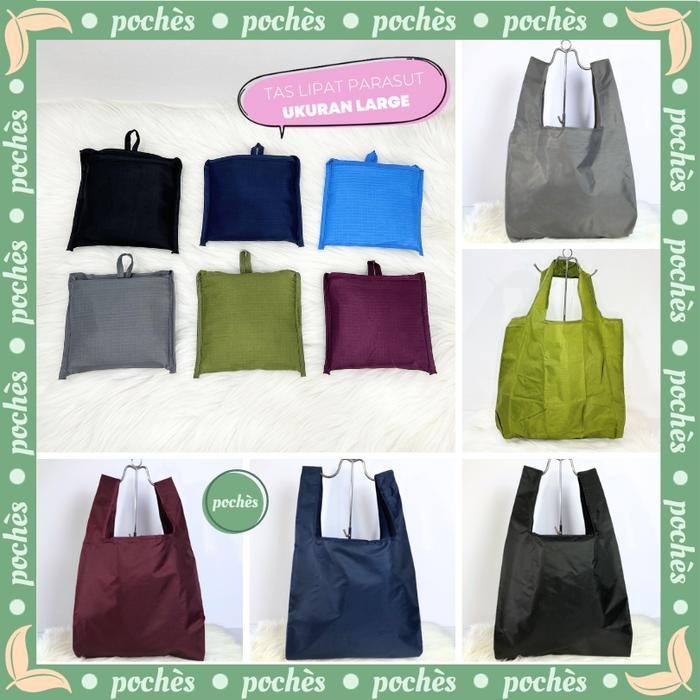 PREMIUM TAS BELANJA LIPAT PARASUT POLOS 6 WARNA UKURAN JUMBO