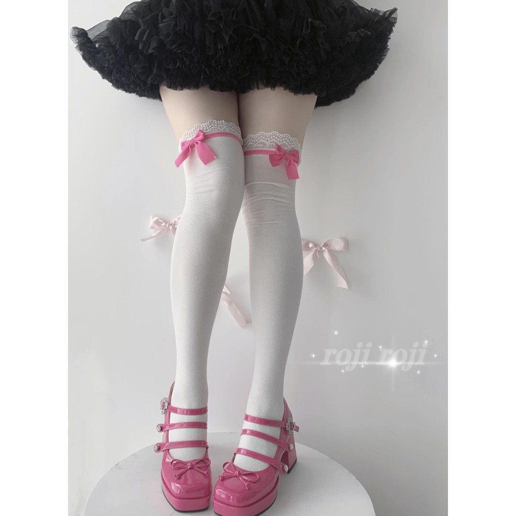 Doll Lolita Socks Women'S Spring Bow Tube Socks Lolita Lace Cotton Socks Sweet
