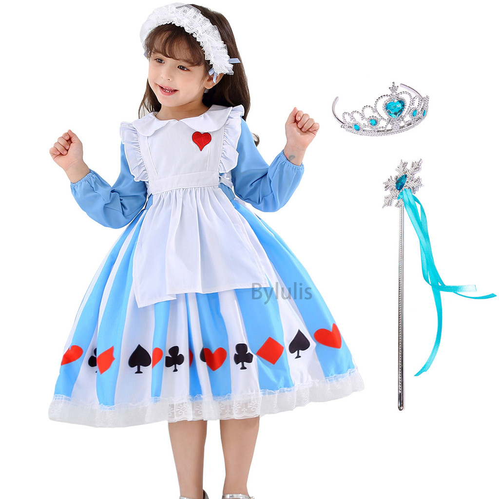 Kids Cosplay Costume Lolita Dress Maid Apron Fantasia Carnival Halloween Costumes For Girls