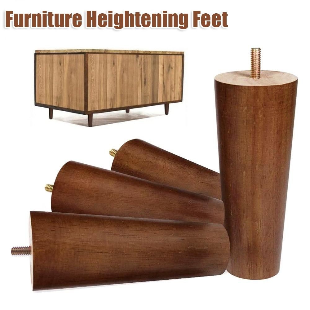 8/10/12/15/20cm New Solid Wood Furniture Legs Conical with Iron Sheet Chair Replacement Feet Univers