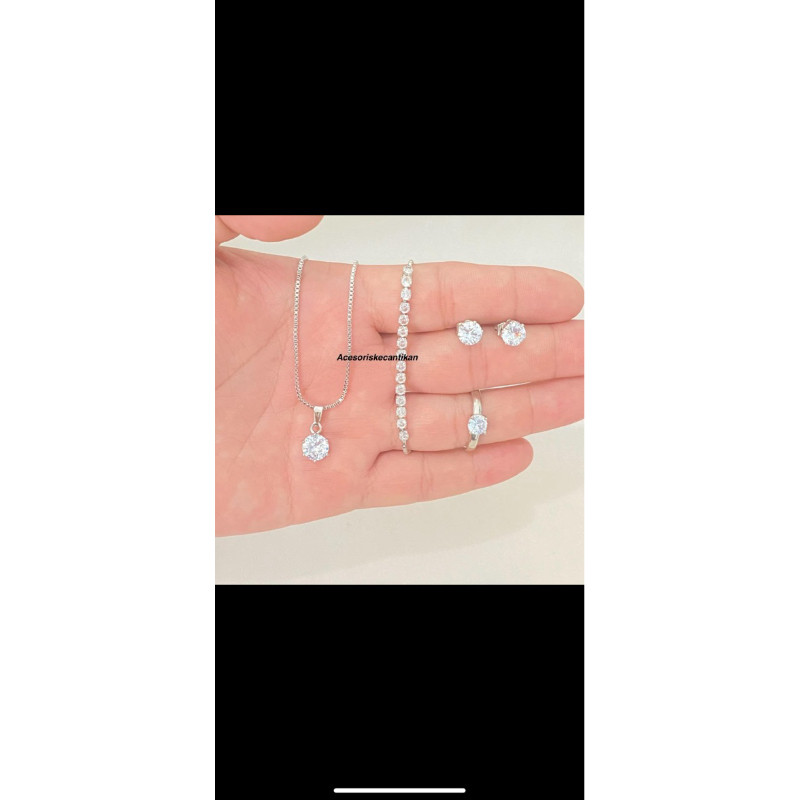 satu set perhiasan titanium italy silver terbaru termurah