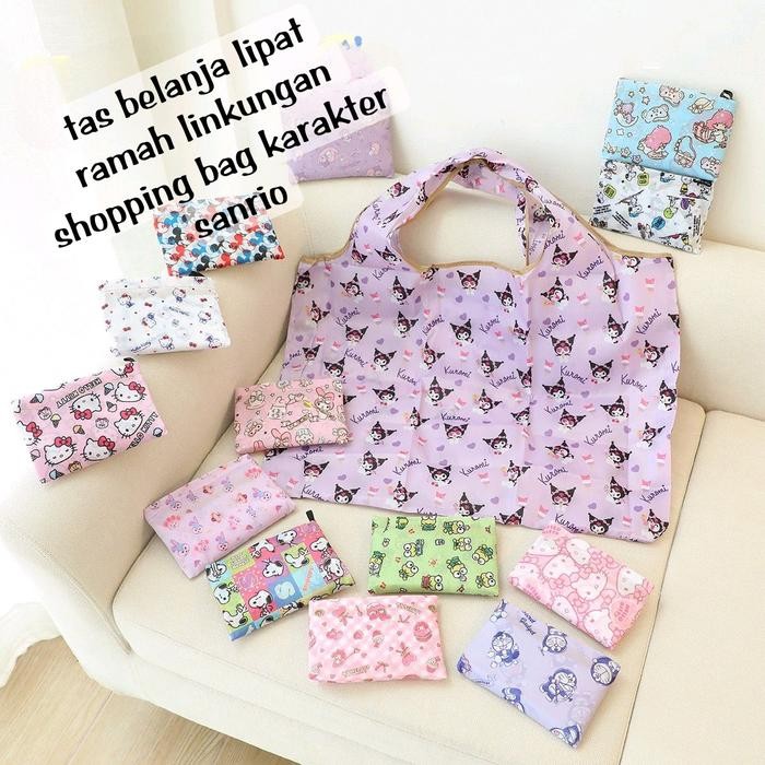 PREMIUM Tas Belanja Shopping Bag Lipat Karakter Lucu Kuromi / Tas Shopping Waterproof