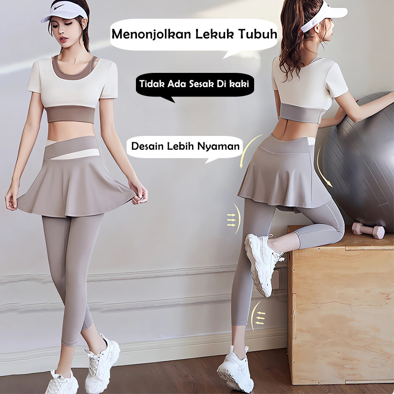 TERBARU Rok Legging Olahraga Wanita Jumbo High Celana Yoga Legging Panjang Waist Skirt Sport Import