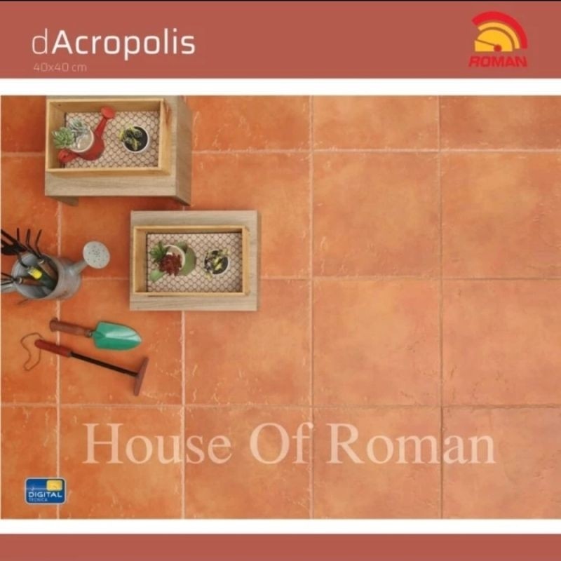 Roman Keramik 40x40 dAcropolis Rosso (Vintage Mood) / Keramik Lantai Coklat Jadul / Keramik Lantai