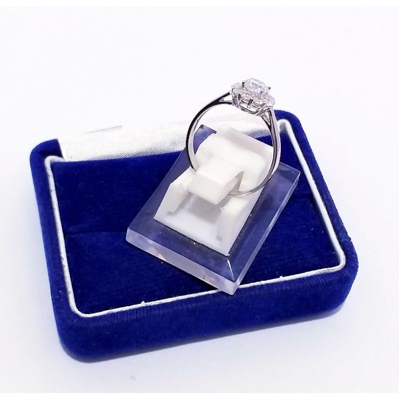 Cincin Perak Wanita Silver Asli 925 Lapis Emas Putih Batu Putih Model Bunga - Cincin Wanita Anti