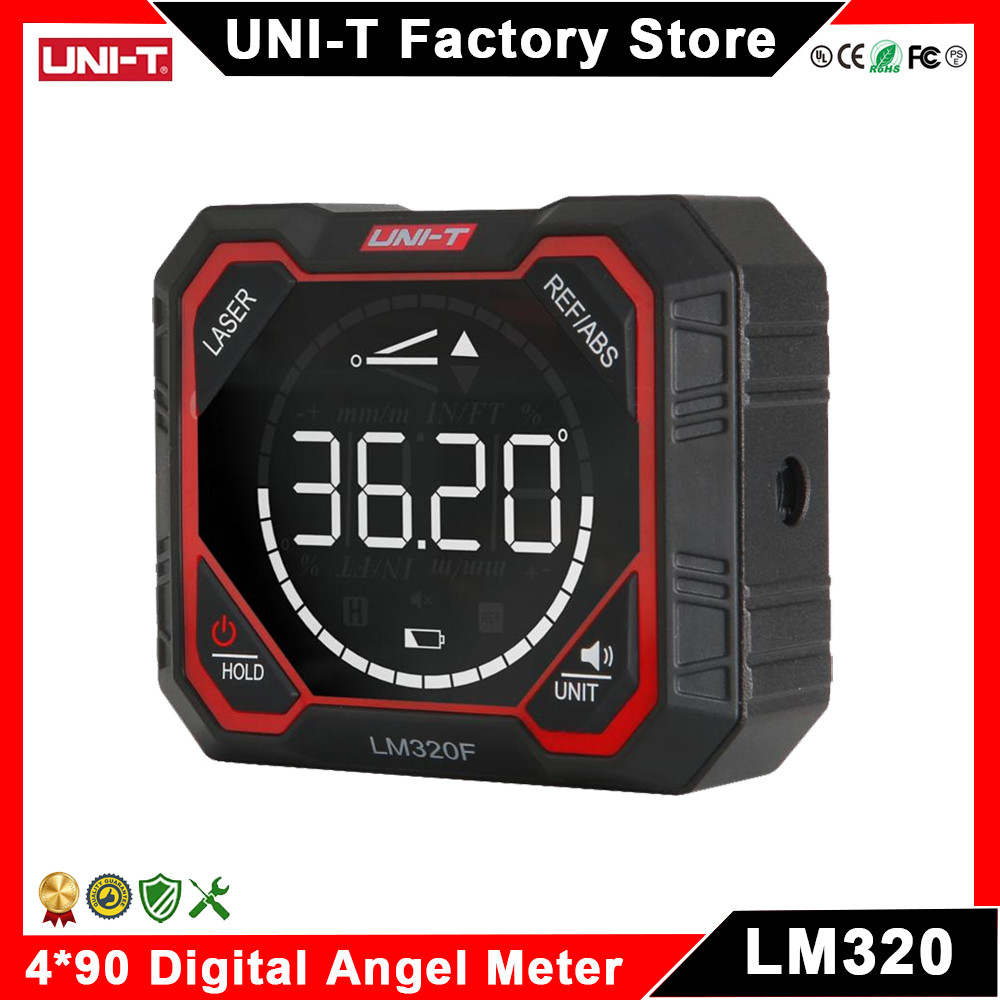 Uni-T Lm320F/E/D Digital Inclinometer Laser Angle Meter High Precision 4X90 Relative & Absolute