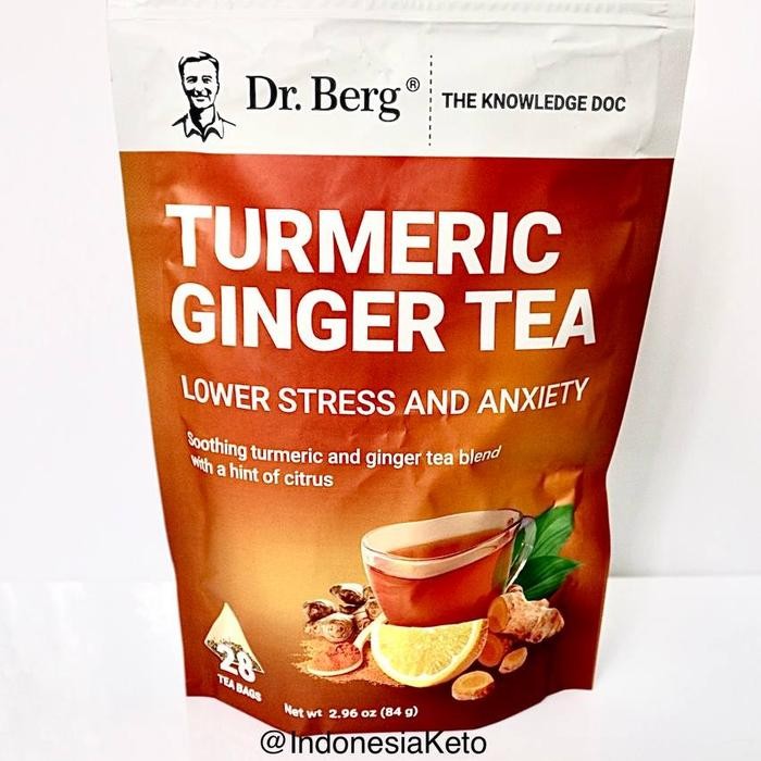 

Dr Berg Turmeric Ginger Tea Lower Stress & Anxiety 28 Teabags ORI USA
