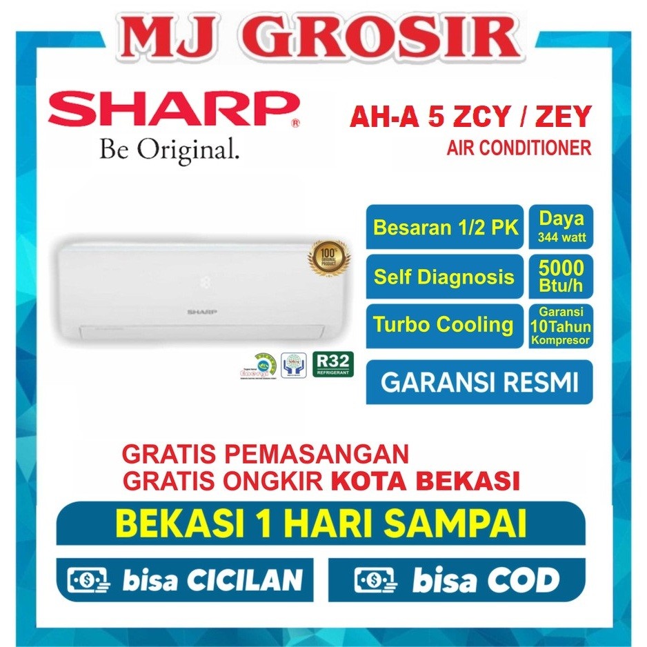 AC SHARP AH-A 05 ZEY 0.5 PK 1/2PK + PASANG R32 LOW WATT
