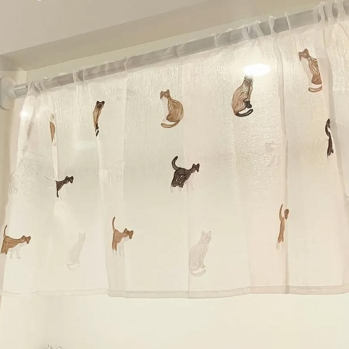 Daiso Cafe Window Lace Curtain Tirai Jendela Toko Gordyn Renda