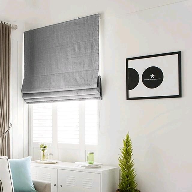 Tirai Lipat Roman Shade Blind Window Gorden Tirai Gulung Katun