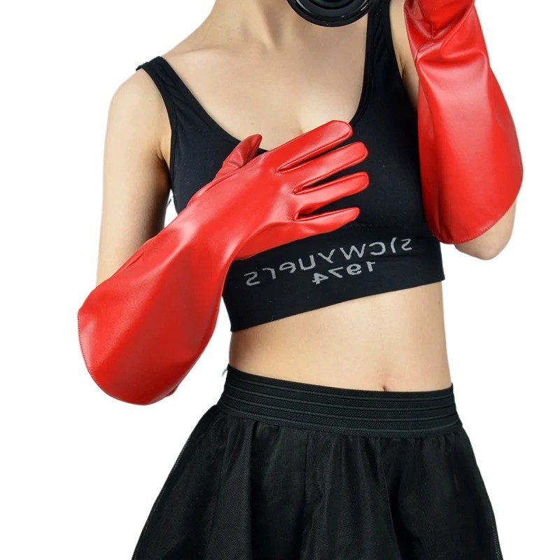 38cm Long Gloves Big Sleeve Wide Cuff Lantern Sleeve Puff Sleeve Emulation Leather Black ONE PUNCH-M